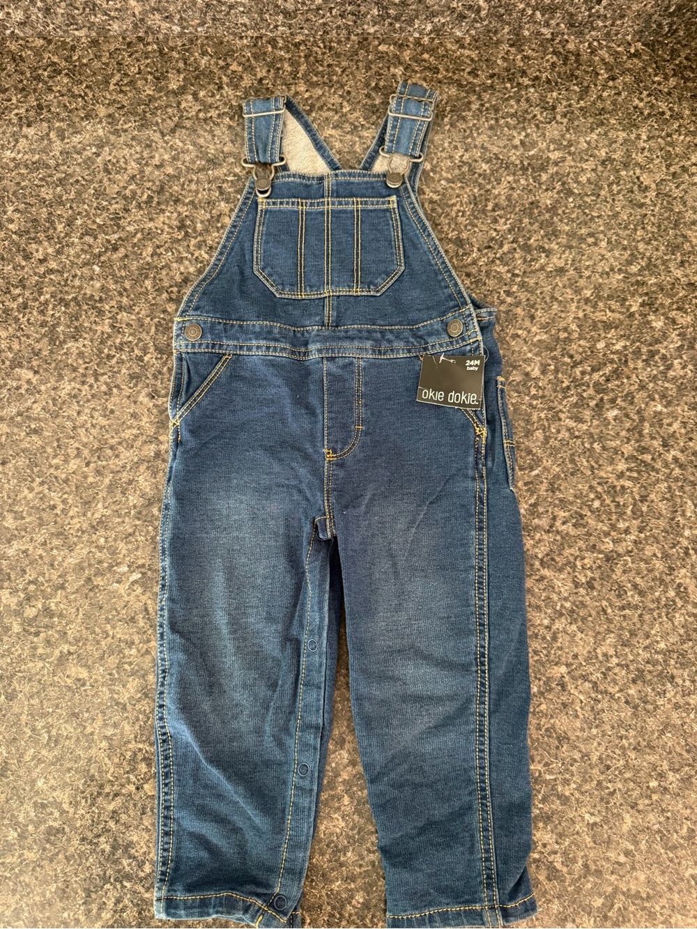 ⭐️okie dokie Boys' Dark Blue Denim Overalls